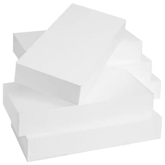 6 Pack Rectangle Foam Blocks for Crafts, Floral Arrangements, DIY School Projects (12 x 6 x 2 In) White {7}