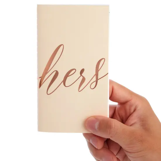 6-Pieces Wedding Vow Books, His and Hers Cards with Envelopes for Bridal Shower, Ceremony, Officiant, Engagement Gifts, Rose Gold Foil Design, 30 Pages Each {4}