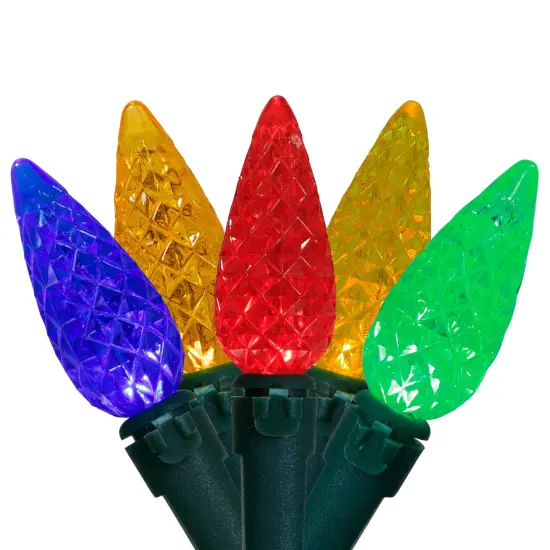 Northlight LED C6 Faceted Christmas Lights - Multicolor - 15.75’ Green Wire - 50ct {1}