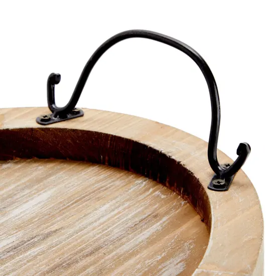 Oval Wooden Serving Tray with Handles, Decorative Platter for Coffee Table, Living Room (15.75 x 10.8 x 1.25 In) Brown {5}