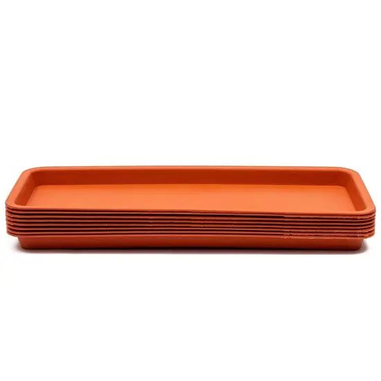 8 Pack Large Plastic Plant Drip Trays for Watering, Rectangular Planter Saucer Pans for Indoors, Outdoors, Garden Supplies (Terracotta Red, 16.5"L x 6.5"W) {7}