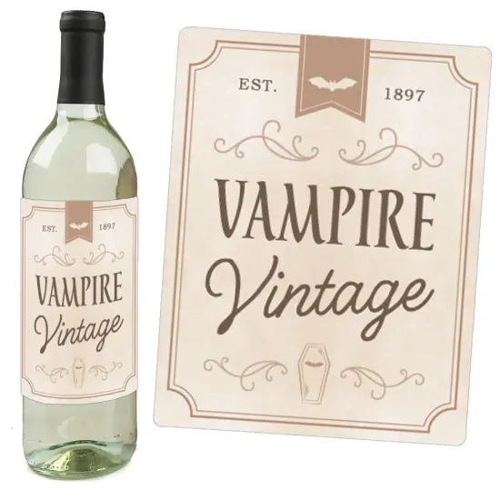 Big Dot of Happiness Vintage Halloween Wine Labels, Spooky Apothecary Decorations for Women and Men, Halloween Wine Bottle Label Stickers - Set of 4 {3}