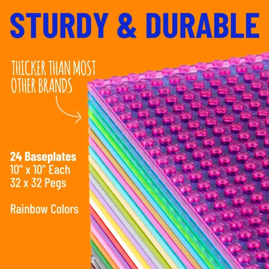 Strictly Briks 24 Pack Classic Baseplates 10x10 in, Stackable Building Plates with 32 x 32 Studs, Mats, Bases, Boards, Sheets 100% Compatible with All Major Brands, Rainbow Colors, Ages 3-14 Multicolor {2}