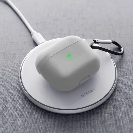 Insten Silicone Case Compatible with Airpods 3 3rd Gen 2021 Earbuds Protective Cover, Front LED Visible, with Carrying Keychain for Girls Women Boys Men, Gray Grey {7}