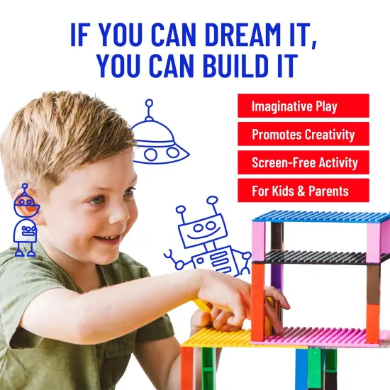 Strictly Briks 6 Pack Classic Baseplates 10x10 in, Stackable Building Plates with 32 x 32 Studs, Mats, Bases, Boards, Sheets 100% Compatible with All Major Brands, Multicolors {5}