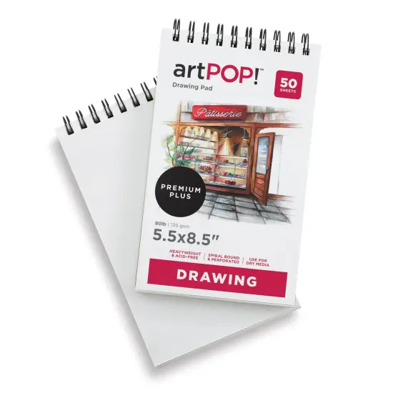 artPOP! Drawing Paper Pads, 2-Pack, 5.5" x 8.5", 50 Sheets Each, 80 lb (135gsm), Acid Free Sketchbook for Dry Media, Top Wirebound Sketchpad for Colored Pencil, Sketching, Graphite, Charcoal, Pastels {3}