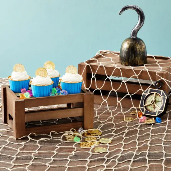 Natural Fishing Net Decorations, Nautical Wall Decor for Birthday Party, Baby Shower, Pirate Party, Hawaiian Luau, Ocean-Theme Events (79x60 inch) Brown {2}