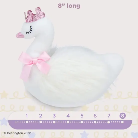 Bearington Grace Princess Swan Plush Stuffed Animal with Crown, 8 inches White {6}