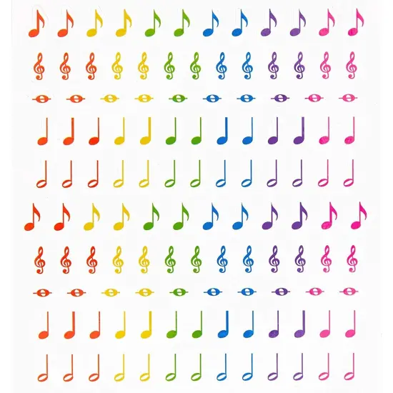 Music Note Stickers, Sticker Sheets (Rainbow, 18 Sheets, 3000 Pieces) Multicolor {5}