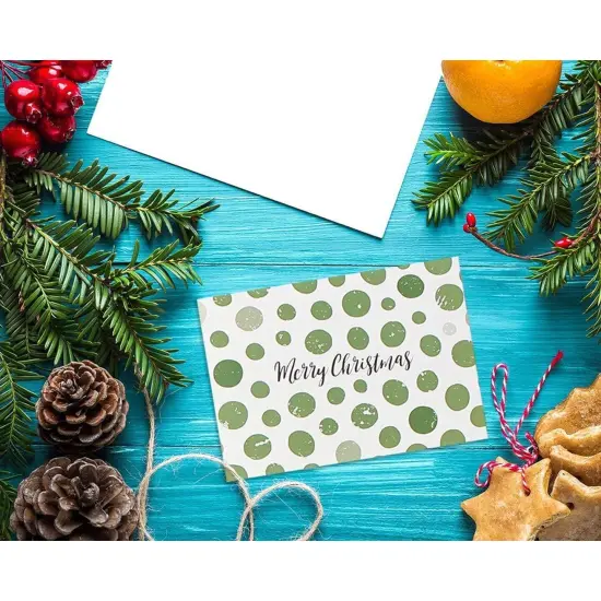 48-Pack Holiday Blank Cards with Envelopes, 4x6 Bulk Christmas Greeting Card Assortment Box, Green and Cream Merry Xmas Festive Designs, Blank Inside {3}