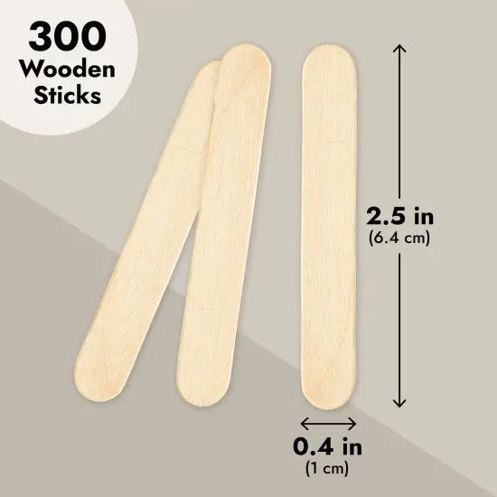 300 Pack Small Wooden Popsicle Sticks for Crafts, Bulk Small Wood Sticks for Arts and Crafts (0.4 x 2.5 In) Brown {5}