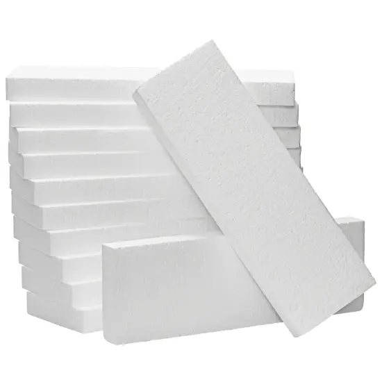 1-Inch Thick Foam Rectangle Blocks for Crafts, Diorama Supplies, Centerpieces, School Projects, Packaging, Polystyrene Boards for DIY Sculpture (12x4x1 in, 12-Pack) White {1}