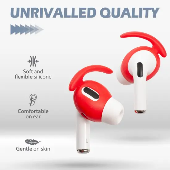 Insten 3 Pairs Ear Hooks Compatible with AirPods Pro 2019 Earbuds, Anti-Lost EarHooks Accessories, Comfortable Soft Silicone Covers, with Storage Box (Not Fit in Charging Case) Red {4}