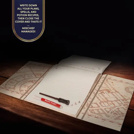 Wizarding World: Mischief Managed Diary - Marauders Map Secret Flip-Pad Notebook, Invisible Ink Pen, Mini UV Reveal Wand, Collectible Harry Potter Set {7}