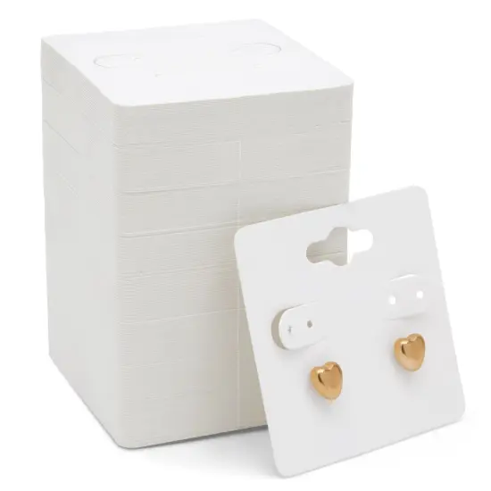 200-Pack White Earring Cards, Hanging Earring Cards for Selling, Display, Packaging, Storage, Durable and Sturdy Paper Material, Jewelry Holders (2x2 in) Bulk Pack {1}