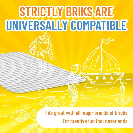 Strictly Briks Classic Big Briks Stackable Baseplates, Large Pegs for Ages 3 and Up, 100% Compatible with All Major Brands, White, 1 Piece, 13.75" x 16.25" Inches {4}