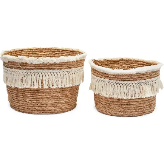 Okuna Outpost Woven Baskets for Storage, Round Basket (2 Sizes, 2 Pack) Brown {6}
