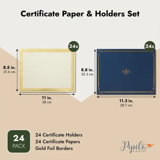 24 Certificate Holders and 24 Certificate 8.5 x 11 Letter-Size Papers, Certificate Kit for Graduation Diplomas, Accomplishment Awards, Employee Appreciation (11.3x8.8 In) Blue {3}