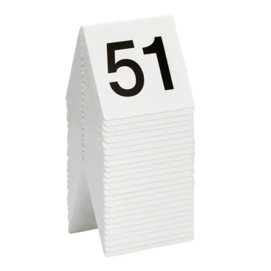 Set of 25 Acrylic Table Numbers for Wedding Reception, Plastic Tent Cards Numbered 51-75 for Restaurants, Banquets (3 x 2.75 x 2.5 In) Black {4}
