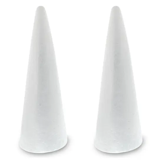 2 Pack Foam Cones for Crafts, DIY Art Projects, Handmade Gnomes, Trees, Holiday Decorations (5.25x14.5", White) {1}