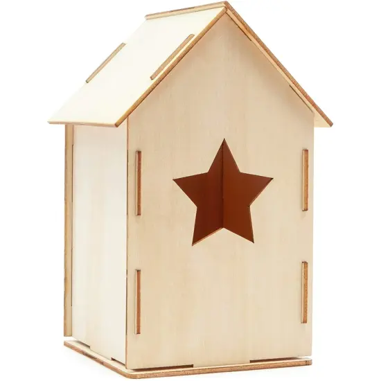 Mini Wood Bird Houses for DIY Crafts (4 Designs, 8 Count) Brown {7}