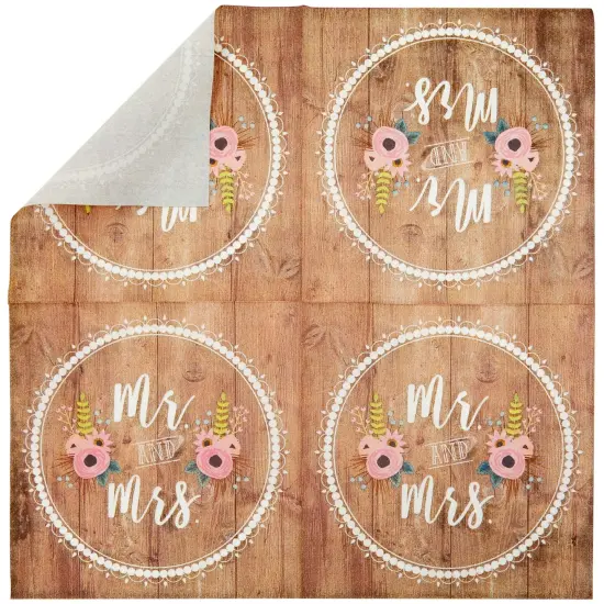 150-Pack Mr and Mrs Napkins, Disposable, Rustic-Style Wedding Napkins for Reception, Bridal Shower Decorations, Engagement Party Supplies (6.5x6.5 in) Bulk Pack {7}