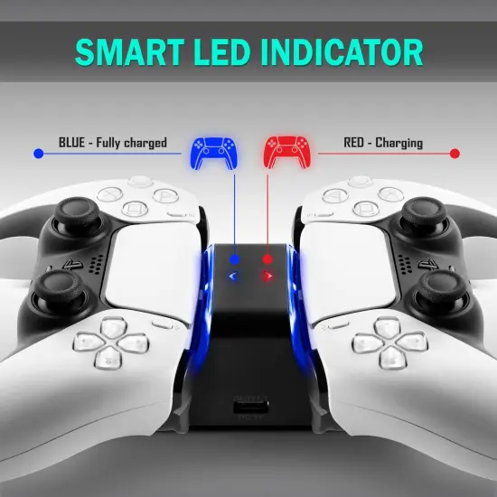 Controller Charger Compatible with PS5 &ndash; Dual Charging Station Dock with LED Indicator Light, Intended for PlayStation 5 Controller Accessories (Black) {5}