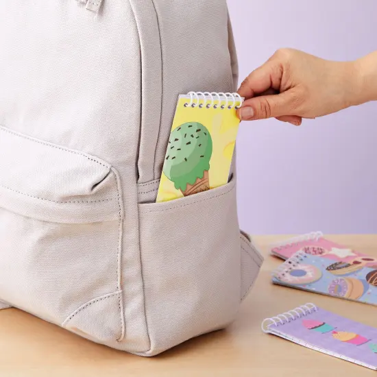 24 Pack Spiral Notepads 3x5 inches - Baking Party Favors for Kids - Mini Notebooks with Donut Cupcake Ice Cream Designs {3}