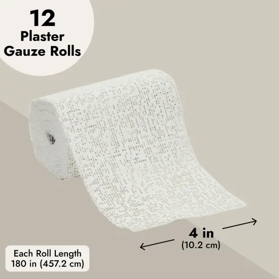 12 Pack Plaster Cloth Rolls for Belly Casting, Sculptures, Masks &ndash; Art Gauze Bandage Strips for Craft Molds (4 in x 15 ft Each) White {3}