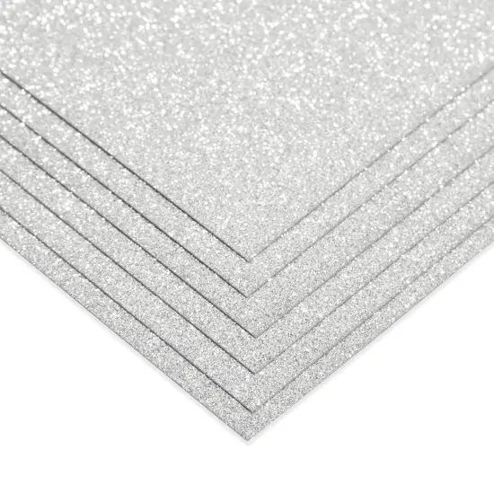 24 Sheets Silver Glitter Cardstock Paper for Scrapbooking, Arts, DIY Sparkle Crafts, 250gsm, Double-Sided (8 x 12 In) {5}