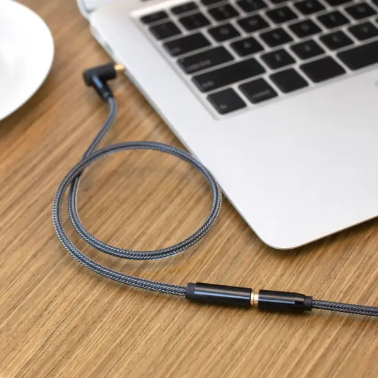 3.5mm Headphone Extension Cable, 90 Deg Male to Female, TRRS, 1.5 Feet Black {2}