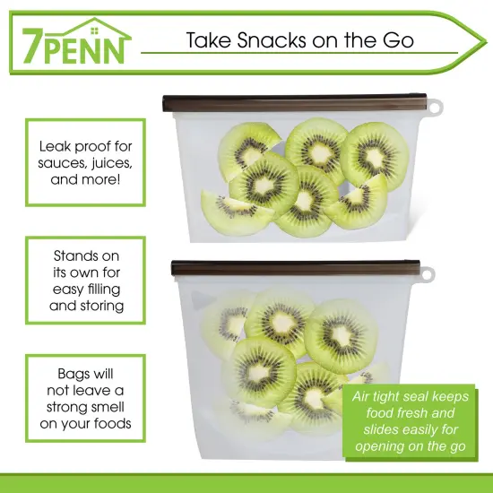7Penn Silicone Food Storage Bag 500mL and 1000mL - 2pk Clear Reusable Food Bags {6}