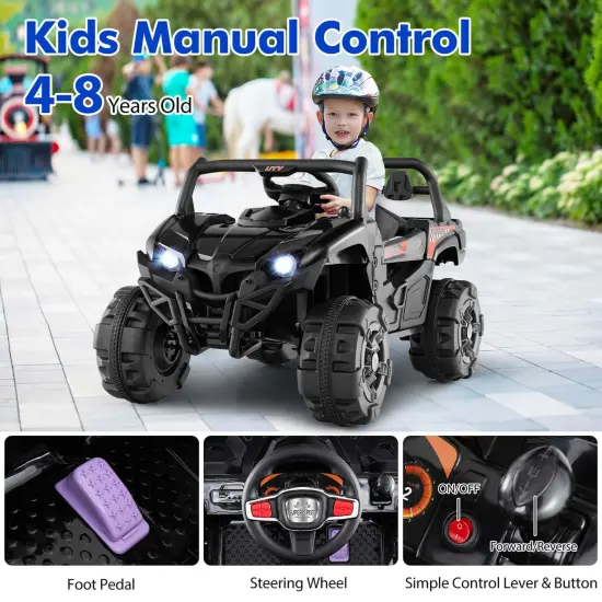 Costway 12V Kids Ride on Truck with Remote Control Slow Start Safety Belt Rear Storage Black {5}