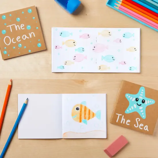 48 Pack Mini Blank Books for Kids - Bulk Sketchbooks, Kraft Paper Notebooks for Classroom, Party Favors, Travel Writing (4x4 In) Brown {4}