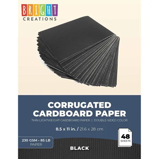 Corrugated Cardboard Paper Sheets (8.5 x 11 in, Black, 48-Pack) {2}
