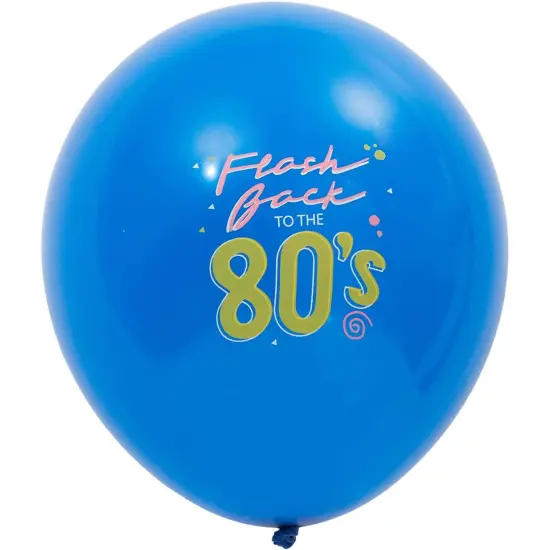 I Love The 80's Party Balloons in 5 Colors, Flash Back to The 80's, Stay Rad, Time to Boogie (12 Inches, 50-Pack) Multicolor {5}