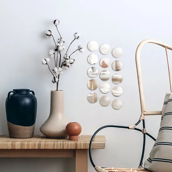 60-Pack Small Round Mirrors for Crafts, 2-Inch Glass Tile Circles for Wall and Table Decor, Mosaics, DIY Home Projects, Holiday Decorations, Arts and Crafts Supplies Silver {6}