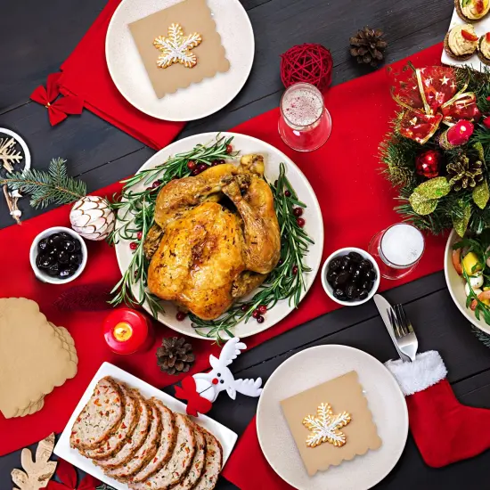 100 Pack Brown Paper Napkins with Scalloped Edges - 2-ply Disposable Cocktail Napkins for Wedding, Birthday Party (5x5 In) {2}