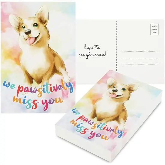 We Pawsitively Miss You Postcards, Attendance Postcard (4 x 6 In, 48 Pack) Multicolor {1}