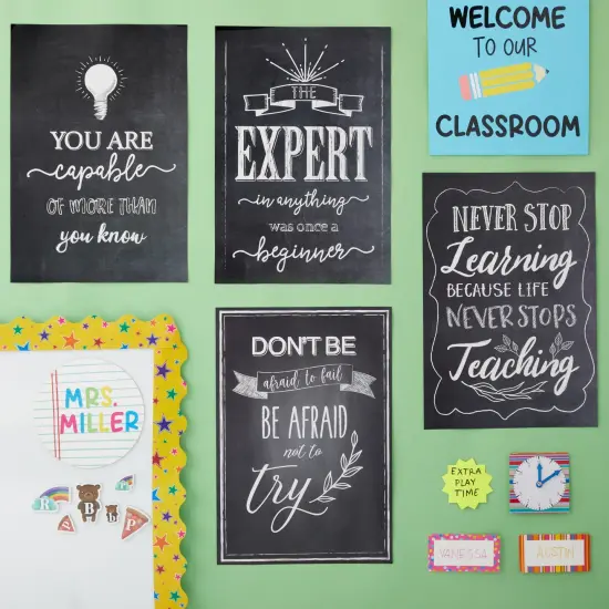 20 Pack Motivational Posters - Chalkboard Design - Inspirational, Positive Quotes for School Classroom Wall Decoration Sign, Growth Mindset Posters, Teacher Supplies, Bulletin Boards Gifts 13x19 inch Black {2}