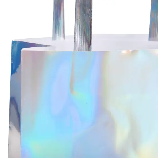 20 Pack Holographic Foil Paper Gift Bags with Handles, Reusable Iridescent Gift Bags for Baby Shower, Birthday, Wedding, Party Favors, Goodies, Boutique (7 x 9 x 3.1 In) Silver {6}