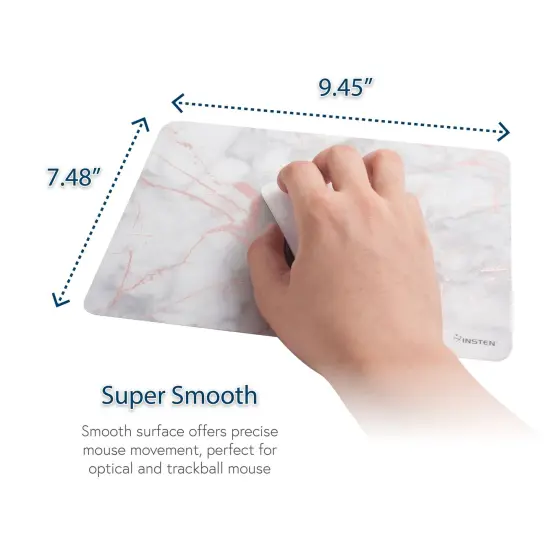 Insten Marble Mouse Pad for Computer Desk High Quality Ultra Thin Reflective Non Slip - White/Rose Gold {7}