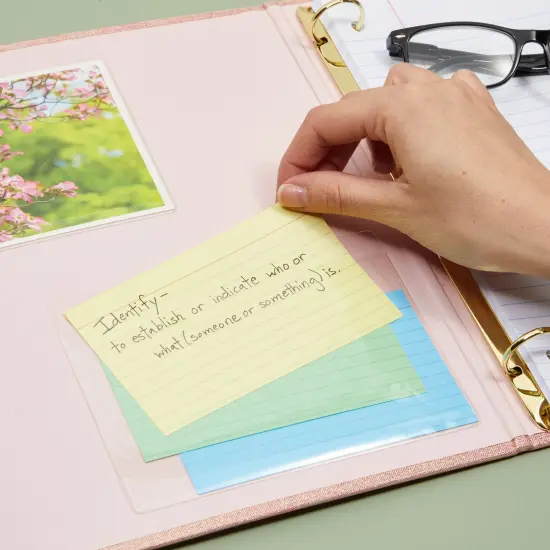 100 Pack Top Load 4x6 Photo Sleeves with Adhesive, Index Card Holder for Office Supplies, Clear Label Pockets for Small Business {3}