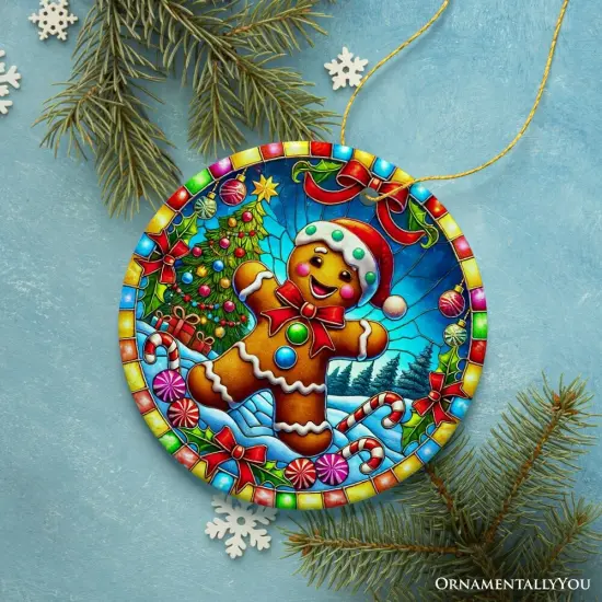 Festive Candyland Gingerbread Man Ornament, Sweet Christmas Gift {2}
