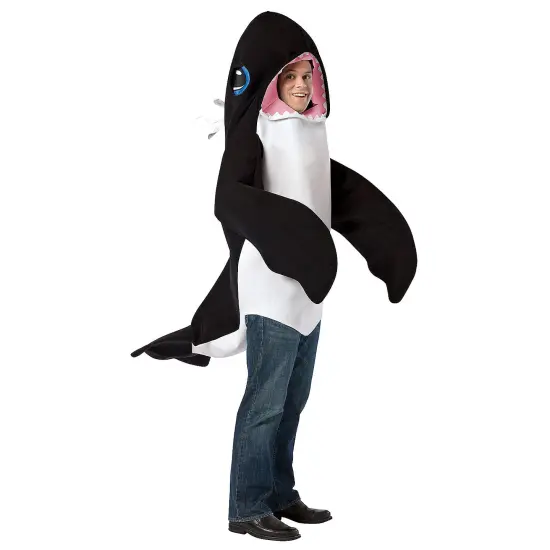 Killer Whale Adult Costume Black Polyfoam Tunic Flippers Dorsal Fin {1}