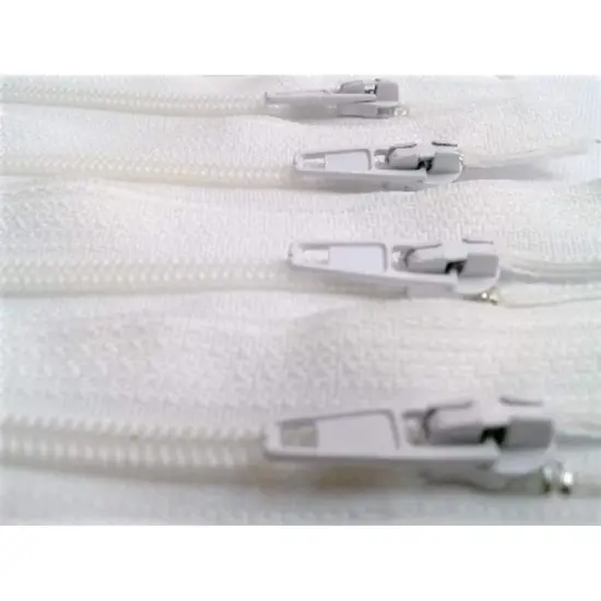 White Generic Nylon Zippers #3 Coil Closed Bottom {3}