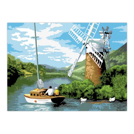 PAL7 | Painting by numbers&trade; 13pc 11.25" x 13.375" Windmill on the River Painting Project {2}