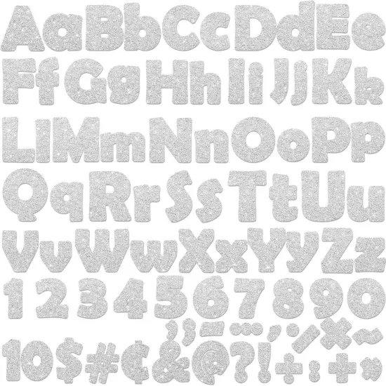 260Pcs Glitter Silver Bulletin Board Letters for Classroom 4&rdquo; Letter Combo Pack Set {1}