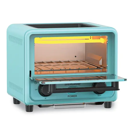 Collections Etc Blue Mini Toaster Oven with Removable Non-Stick Griddle {1}