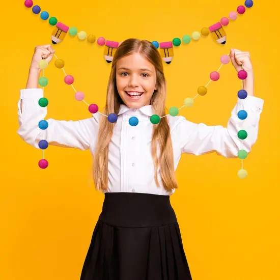 2 Pcs 13.2 ft Felt Pencil Banner for School Classroom(Rainbow) {5}